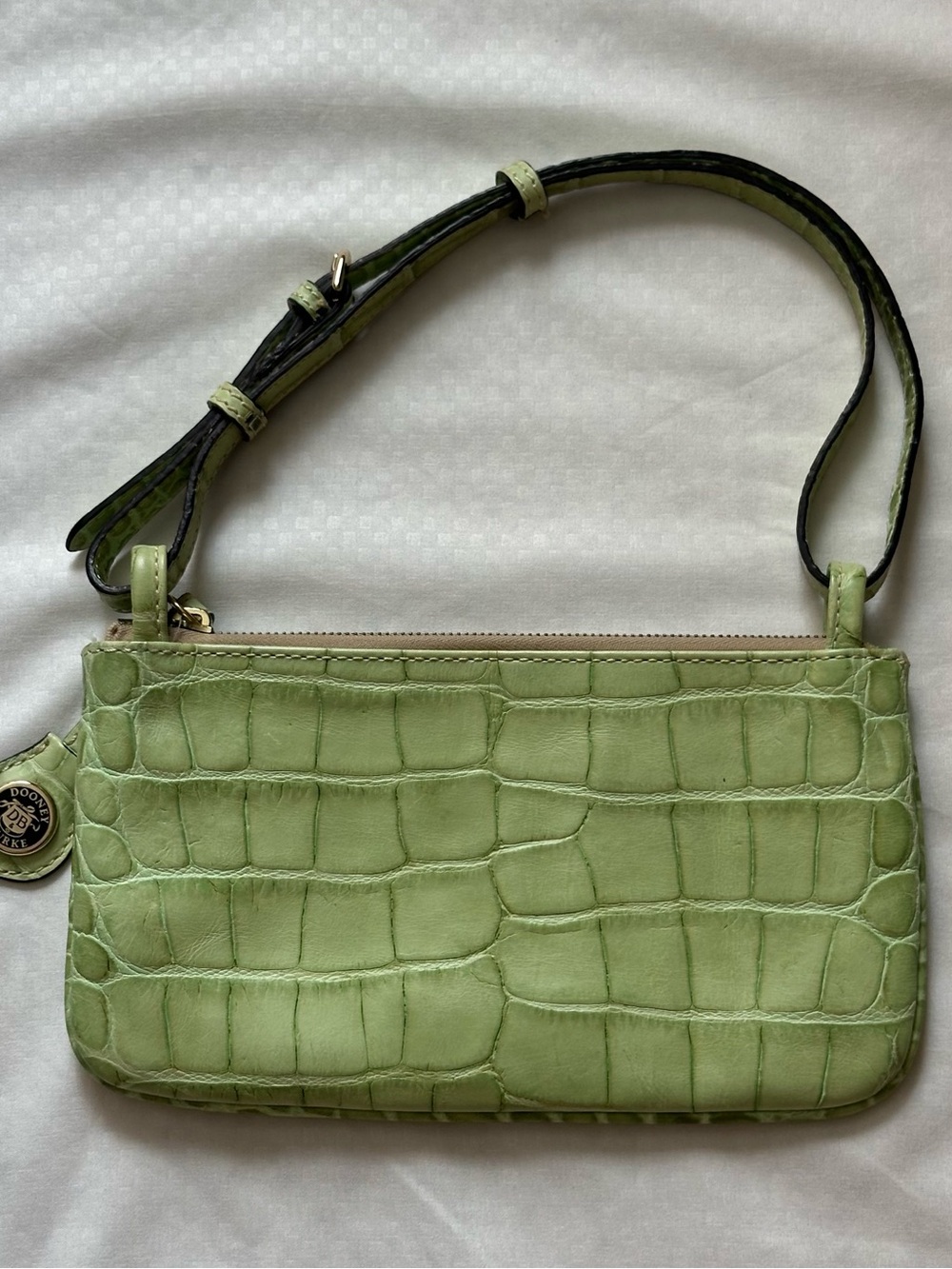 Dooney & Bourke Green Croc-Embossed Leather Shoulder Bag